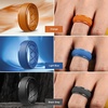 image:imageEgnaro Mens Silicone Wedding Rings 10mm Wide 25mm Thick Rubber Band PackSETG3Metallic Silver  Black  Twilight Blue  Orange  Light Blue  Black Gray