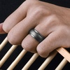 image:imageEgnaro Mens Silicone Wedding Rings 10mm Wide 25mm Thick Rubber Band PackSETKMetallic Black Gray