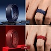 image:imageEgnaro Mens Silicone Wedding Rings 10mm Wide 25mm Thick Rubber Band PackSETPRed  Dark Blue  Deep Blue  Olive Green