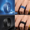 image:imageEgnaro Mens Silicone Wedding Rings 10mm Wide 25mm Thick Rubber Band PackSETRBlack  Red  Orange  Light Blue