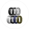 image:imageEgnaro Mens Silicone Wedding Rings 85mm Wide 2mm Thick 1 to 7 MultipackABlack Black Gray Light Gray Metallic Silver Dark Blue Black GrayBlack Camo Olive Green