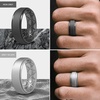 image:imageEgnaro Mens Silicone Wedding Rings 85mm Wide 2mm Thick 1 to 7 MultipackSETEBlack Black Gray Metallic Silver Fire Camo