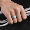 image:imageEgnaro Mens Silicone Wedding Rings 85mm Wide 2mm Thick 1 to 7 MultipackSETNMetallic Silver