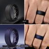 image:imageEgnaro Mens Silicone Wedding Rings 8mm Wide 2mm Thick Step Edge size 714C8Black  Black Gray  Dark Purple  Dark Blue