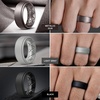 image:imageEgnaro Mens Silicone Wedding Rings 8mm Wide 2mm Thick Step Edge size 714D2Black  Dark Gray  Metallic Blue  Light Gray  Maroon  Black Gray  Metallic Gun