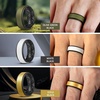 image:imageEgnaro Mens Wedding Rings 8mm Wide 2mm Thick Rubber Bands Breathable and Flexible Step Edge Ring Variety Multipack 17 For Gym Workout Travel Daily WearSETRBlack Black White Black Gold Black Grey Camo Black Maroon Black Orange Black Olive Green Black