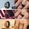 image:imageEgnaro Mens Wedding Rings 8mm Wide 2mm Thick Rubber Bands Breathable and Flexible Step Edge Ring Variety Multipack 17 For Gym Workout Travel Daily WearSETRBlack Black White Black Gold Black Grey Camo Black Maroon Black Orange Black Olive Green Black