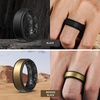image:imageEgnaro Mens Wedding Rings 8mm Wide 2mm Thick Rubber Bands Breathable and Flexible Step Edge Ring Variety Multipack 17 For Gym Workout Travel Daily WearSETABlack Black Dark Silver Black Black Dark Silver Bronze Black