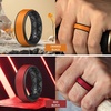 image:imageEgnaro Mens Wedding Rings 8mm Wide 2mm Thick Rubber Bands Breathable and Flexible Step Edge Ring Variety Multipack 17 For Gym Workout Travel Daily WearSETPRed Black Orange Black Light Blue Black Black Gray Black