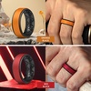 image:imageEgnaro Mens Wedding Rings 8mm Wide 2mm Thick Rubber Bands Breathable and Flexible Step Edge Ring Variety Multipack 17 For Gym Workout Travel Daily WearSETLRed Black Orange Black Grey Camo Black Deep Silver Black