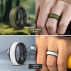 image:imageEgnaro Mens Wedding Rings 8mm Wide 2mm Thick Rubber Bands Breathable and Flexible Step Edge Ring Variety Multipack 17 For Gym Workout Travel Daily WearSETSOlive Green Black White Black Silver Black Red Black