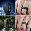 image:imageEgnaro Mens Wedding Rings 8mm Wide 2mm Thick Rubber Bands Breathable and Flexible Step Edge Ring Variety Multipack 17 For Gym Workout Travel Daily WearSETF7Dark Blue Black  Olive Green Black  Black Gray  Black