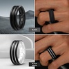 image:imageEgnaro Silicone Ring for Him with 2 Layers Multicolor Rubber Wedding Bands with Air Flow Grooves1467 Variety MultipackSETB2 Black  BlackWhite  WhiteBlack  BronzeBlack