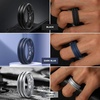 image:imageEgnaro Silicone Ring for Him with 2 Layers Multicolor Rubber Wedding Bands with Air Flow Grooves1467 Variety MultipackSETC1 Metallic Silver  Black  Dark Blue  RedBlack  Olive Green  BlackYellow Green