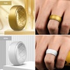 image:imageEgnaro Silicone Rings For Him 9mm Wide Flexible Work Rubber Wedding BandsSETA6Black  Marble  White  Gold