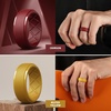 image:imageEgnaro Silicone Rings For Him 9mm Wide Flexible Work Rubber Wedding BandsSETB4Crimson  Muted Yellow  Light Gray  Elegant Blue  Blue Gray  Pine Green  Black