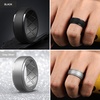 image:imageEgnaro Silicone Rings For Him 9mm Wide Flexible Work Rubber Wedding BandsSETB9Black  Black Gray  Silver  Black Camo