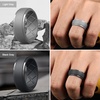 image:imageEgnaro Silicone Rings For Him 9mm Wide Flexible Work Rubber Wedding BandsSETC8Black  Dark Gray  Light Gray  Silver