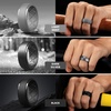 image:imageEgnaro Silicone Rings For Him 9mm Wide Flexible Work Rubber Wedding BandsSETD5Light Gray  Dark Silver  Black  Black Gray  Twilight Blue  Black Purple  Pine Green