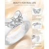 image:imageEgnaro Women Silicone Ring with Copper Alloy Butterfly Flexible Rubber BandPACK C White  Metal Butterfly  Silver