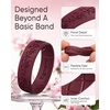 image:imageEgnaro Womens Silicone Wedding Ring Etched Rubber Band6mm Wide 2mm ThickPack A5Apple BlossomsBeige  Maroon  Blue Iris  Black