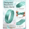 image:imageEgnaro Womens Silicone Wedding Ring Etched Rubber Band6mm Wide 2mm ThickPack B1LunarStellMetallic Pearl White  Metallic Green  Galaxy  Black