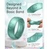 image:imageEgnaro Womens Silicone Wedding Ring Etched Rubber Band6mm Wide 2mm ThickPack C1LunarStellMetallic Pearl White  Metallic Green  Galaxy  Black