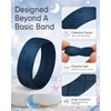 image:imageEgnaro Womens Silicone Wedding Ring Etched Rubber Band6mm Wide 2mm ThickPack C2LunarStellMetallic Pearl White  Pinkpurple  Sky Blue  Dark Blue