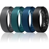 image:imageEgnaro Mens Silicone Ring 9mm Wide Flexible Rubber Wedding Band for GymSETB11Dark Gray  Jade Green  Sea Blue  Black