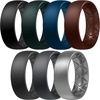 image:imageEgnaro Mens Silicone Rings 8mm Wide Flexible Rubber Wedding Band for HimSETA7Black  Pine Green  Sea Blue  Chestnut Red  Black Gray  Dark Gray  Silver