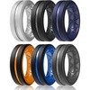 image:imageEgnaro Mens Silicone Rings 8mm Wide Two Tone Rubber Wedding Band for HimA1Silver  Black  Dark Blue  BlackOrange  BlackLight Blue  BlackGray