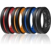 image:imageEgnaro Mens Silicone Rings 8mm Wide Two Tone Rubber Wedding Band for HimA2Black  BlackRed  BlackOrange  BlackLight Blue