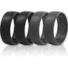 image:imageEgnaro Mens Silicone Rings Patterned SGrooves Rubber BandsSETA1Black Black Black Gray Black Gray