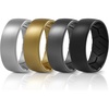 image:imageEgnaro Mens Silicone Rings Patterned SGrooves Rubber BandsSETA2Silver Gold Dark Silver Black