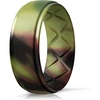 image:imageEgnaro Mens Silicone Wedding Rings 10mm Wide 25mm Thick Rubber Band PackSETVGreen Camo