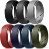 image:imageEgnaro Mens Silicone Wedding Rings 10mm Wide 25mm Thick Rubber Band PackSetoblack  Black Grey  Light Grey  Red  Dark Blue  Dark Blue  Olive Green