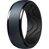 image:imageEgnaro Mens Silicone Wedding Rings 10mm Wide 25mm Thick Rubber Ring  Hypoallergenic for GymOutdoorGiftSETLBlue GrayBlack