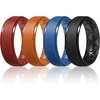 image:imageEgnaro Mens Silicone Wedding Rings 85mm Wide 2mm Thick 1 to 7 MultipackT9Black  Red  Orange  Light Blue
