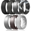 image:imageEgnaro Mens Silicone Wedding Rings 8mm Wide 2mm Thick Step Edge size 714A1Black  Black Gray  Dark Silver  Black Gray Camo  Silver  Metallic Gun  Light Gray
