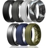 image:imageEgnaro Mens Silicone Wedding Rings 8mm Wide 2mm Thick Step Edge size 714A4Black  Black Gray  Light Gray  Black Gray Camo  Dark Silver  Dark Blue  Olive Green