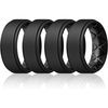 image:imageEgnaro Mens Silicone Wedding Rings 8mm Wide 2mm Thick Step Edge size 714B1Black  Black  Black  Black