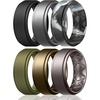 image:imageEgnaro Mens Silicone Wedding Rings 8mm Wide 2mm Thick Step Edge size 714D6Black  Dark Silver  Black Gray Camo  Olive Green  Bronze  Metallic Gun