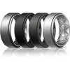 image:imageEgnaro Mens Wedding Rings 8mm Wide 2mm Thick Rubber Bands Breathable and Flexible Step Edge Ring Variety Multipack 17 For Gym Workout Travel Daily WearSETBBlack Black Gray Gray Dark Silver Dark Silver Silver Silver