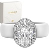 image:imageEgnaro Silicone Promise Ring with Stone Oval Cut Cubic Zirconia For HerSETBWhite  Silver