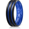 image:imageEgnaro Silicone Ring for Him with 2 Layers Multicolor Rubber Wedding Bands with Air Flow Grooves1467 Variety MultipackSETA2 BlackLight Blue