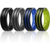 image:imageEgnaro Silicone Ring for Him with 2 Layers Multicolor Rubber Wedding Bands with Air Flow Grooves1467 Variety MultipackSETA3 Black  Black Gray  BlackLight Blue  BlackYellow Green
