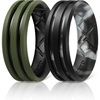 image:imageEgnaro Silicone Ring for Him with 2 Layers Multicolor Rubber Wedding Bands with Air Flow Grooves1467 Variety MultipackSETB1 BlackBlack Gray Camo  Olive GreenBlack