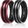 SETB2: Dark Silver-Black  Metallic Burgundy-Black