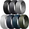 image:imageEgnaro Silicone Rings For Him 9mm Wide Flexible Work Rubber Wedding BandsSETB1Black  Black Gray  Light Gray  White  Dark Blue  Twilight Blue  Olive Green