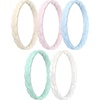 image:imageEgnaro Thin Silicone Anniversary Rings Stackable Rubber Engagement RingSETANude Whitepink Opal Green Sky Blue Pearl White